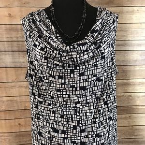 Navy and white Jones Studio tank shell blouse 2x